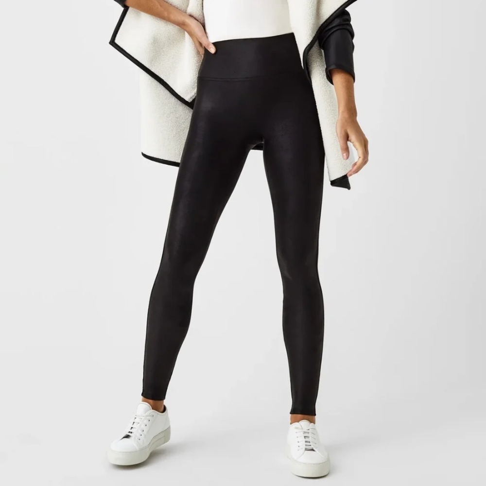 Spanx Faux Leather Fleece-Lined Leggings